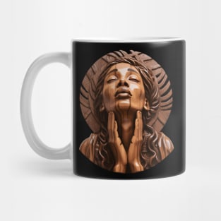 Wooden Carving of a Braided African Woman Mug